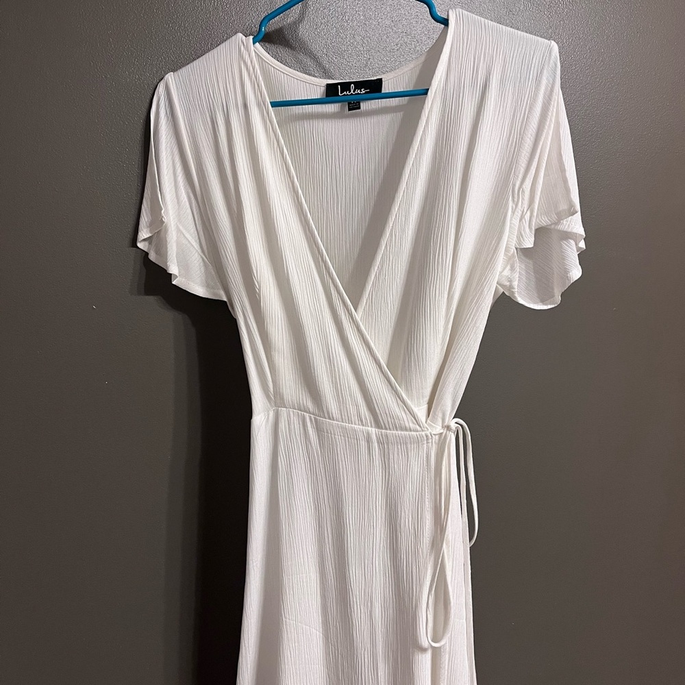 White wrap dress from Lulu’s